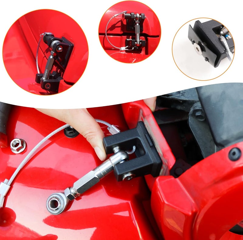 RERPRO JL Hood Latches Lock for 2018-2024 2025 Jeep Wrangler JL 4XE Gladiator JT Aluminum Locking Hood Latch Safety Catch Kit Replacement, Eliminate Hood Flutter, 1 Pair Black with 2 Keys - Image 5